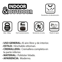 Puff Hinchable Ottoman Resistente al Agua Funda Extraíble, 53x53x23 Cm, Rojo(m-5)