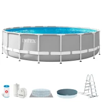 Piscina Desmontable Redonda Prisma Frame Intex con Depuradora y Accesorios, 549x549x122 Cm, Azul/Gris(m-1)