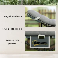 Outsunny 68cm Wide Folding Bed, Camping Cot for Adults with Mattress, Carry Bag, Storage Pocket, Max Load 150kg, Light Grey(m-5)