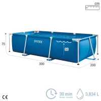 Piscina Desmontable Estructura Metálica Small Frame, 300x200x75 Cm, Azul(m-4)
