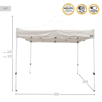 Cenador Plegable Ajustable con Estructura de Acero, 300x300x220/320 Cm, Blanco(m-4)