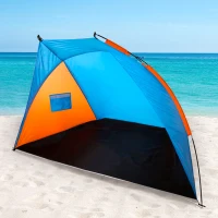 Tienda Paravientos Aktive Impermeable para 3 Personas, 200x125x120 Cm, Azul y Naranja(m-3)