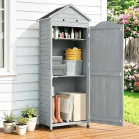 Outsunny Houten Tuinkast Extra Hoge Gereedschapskast met Verstelbare Planken, Magnetische Deur en Gegalvaniseerd Dak(m-10)