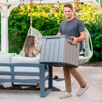 Baúl Exterior Ultrarresistente con Tapa Desmontable, 51x51x51 Cm, Gris(m-6)