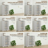 HOMCOM Comodă Bucătărie din Lemn cu 2 Dulapuri, 4 Uși, 2 Rafturi Reglabile, pentru Sala de Masă, Living, Alb(m-6)