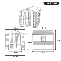 Caseta de Jardín Lifetime con Suelo, Ventanas Configurables y Estanterías, 4,4 M², Gris(m-4)