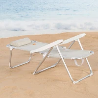 Silla de Playa Plegable 2 en 1 con Cojín Acolchado 48x60x90 Cm, Beige(m-3)
