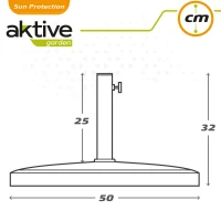 Soporte Parasol Semicircular Poliresina Apto 38/48 Mm, 50x50x32 Cm, Negro(m-6)