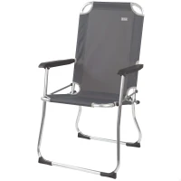 Silla Plegable Alta de Aluminio con Respaldo Fijo, 45x50x90 Cm, Gris Antracita(m-1)