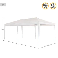Cenador Desmontable Extragrande, 600x300x255 Cm, Blanco(m-4)
