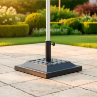 Base para Sombrilla Cuadrada Poliresina 12 Kg Apta para Mástil 38/48 Mm 44x44x33 Cm, Negro(m-7)