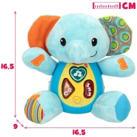 Peluche Elefante Educativo Que Habla con Luces y Sonidos, 16,5x9x16,5 Cm, Azul(m-6)