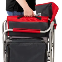 Silla Camping Director Plegable con Mesa y Bolsa Térmica, 61x52x92 Cm, Rojo y Gris(m-5)