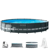 Piscina Desmontable Redonda Ultra XTR Frame, Depuradora de Arena, 610x122 Cm, Gris Oscuro(m-1)