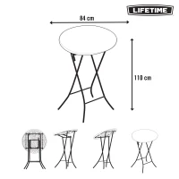 Mesa Redonda Plegable Alta Lifetime, Ø84x110 Cm, Crema(m-8)