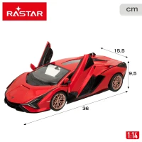 Coche Teledirigido RASTAR Licencia Oficial 1:14 con Luces y Puertas, 36x15,5x9,5 Cm, Rojo(m-6)