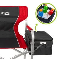 Silla Camping Director Plegable con Mesa y Bolsa Térmica, 61x52x92 Cm, Rojo y Gris(m-3)
