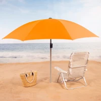 Sombrilla de Playa 8 Varillas Regulable y Reclinable, 220 Cm, Naranja(m-2)