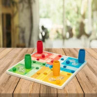 Juego Parchís y Oca de Madera Reversible 2 en 1, 27x5,3x27 Cm, Madera Natural(m-5)