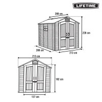 Caseta de Jardín Lifetime Polietileno Reforzado con Suelo y Estanterías 5,9 M², Beige(m-4)
