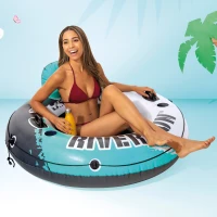 Flotador Rueda Hinchable INTEX con Respaldo, Ø135 Cm, Azul, Blanco y Gris(m-7)