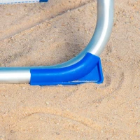 Silla Baja de Playa Plegable Reclinable 4 Posiciones con Cojín y Bolsillo, 64x11x64 Cm, Azul a Rayas(m-7)