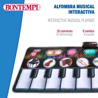 Alfombra Piano Musical Interactiva 10 Teclas y Grabación, 148x67,5x0,5 Cm, Multicolor(m-2)