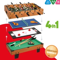Mesa Multijuegos Sobremesa 4 en 1 Madera, 89x42,5x28,5 Cm, Marrón(m-2)