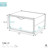 Pack 6 Cajas Zapatos Apilables Antivuelco 35x27x18,5 Cm, Semitransparente(m-4)