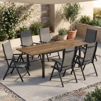 Outsunny Masă Extensibilă pentru Terasă cu Margini din aluminiu, 160/240x90x74 cm, Maro(m-14)