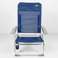 Silla de Playa Plegado Slim Multiposición, 47x56x89 Cm, Azul Marino(m-5)