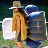 Sillón Colchoneta Hinchable Intex Ergonómico 2 Cámaras, 180x135 Cm, Blanco/Azul/Negro(m-6)