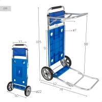 Carro Mesa Playa Plegable Multiuso 2 en 1, 50x78x105 Cm, Azul(m-4)