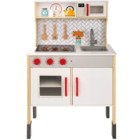 Cocina Infantil de Madera Woomax Eléctrica, 59,5x30x94,5 Cm, Madera Natural(m-1)