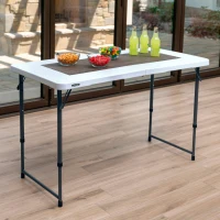 Mesa Plegable Regulable 4 Alturas, 122x61x56-91 Cm, Blanco(m-7)