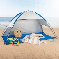Carpa Paravientos Playa UV50 para 2 Personas, 12x10x60 Cm, Azul(m-3)