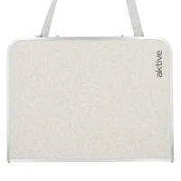 Mesa Plegable Aktive Camping Estructura Aluminio Tablero MDF, 60x40x25 Cm, Crema(m-7)