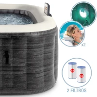 Spa Hinchable para 4 Personas Greystone Deluxe 175x175x71 Cm, Gris(m-6)