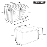 Arcón Exterior Lifetime con Puertas Dobles y Tapa Abatible, 190x106x131 Cm, Gris(m-8)