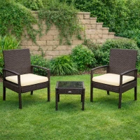 Conjunto Muebles de Jardín 2 Sillones y Mesa con Cojines, 54,5x59x79 Cm, Marrón Oscuro(m-5)