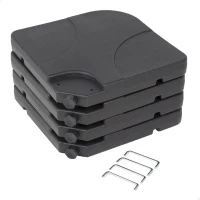 Base Parasol Rellenable Cuadrada 4 Piezas 50x50x7,5 Cm, Negro(m-1)