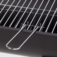 Barbacoa Portátil de Carbón Acero Inoxidable, 75x34,5x20,5 Cm, Negro Mate(m-7)