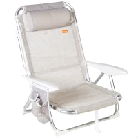 Silla Plegable Multiposición Aktive con Cojín y Bolsillo, 51x45x76 Cm, Beige(m-1)