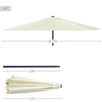Sombrilla Terraza Hexagonal UV50 Mástil Inclinable con Manivela Ø270 Cm, Crema(m-4)