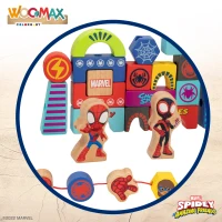 Bloques de Madera Spidey Apilables y Enlazables 33 Piezas, 31x4x28 Cm, Multicolor(m-2)