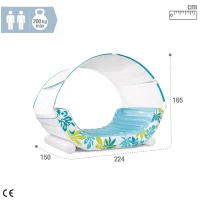 Colchoneta Hinchable 2 Plazas INTEX con Toldo Desmontable, 224x150x165 Cm, Blanco(m-4)