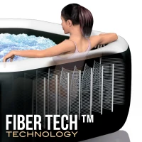Spa Hinchable PureSpa Jet y Burbujas Deluxe 4 Personas, 201x201x71 Cm, Negro(m-8)