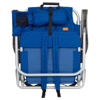 Silla de Playa Baja XL Multiposición con Cojín, Bolsillo y Nevera, 55x60x80 Cm, Azul(m-7)