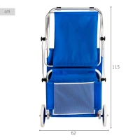 Tumbona Carrito Plegable Aktive Beach 2 en 1 con Parasol Reclinable, 117x67x60 Cm, Azul(m-7)