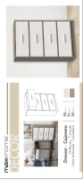 Cómoda Vertical 4 Cajones de Tela, 58x30x91 Cm, Blanco y Madera(m-8)